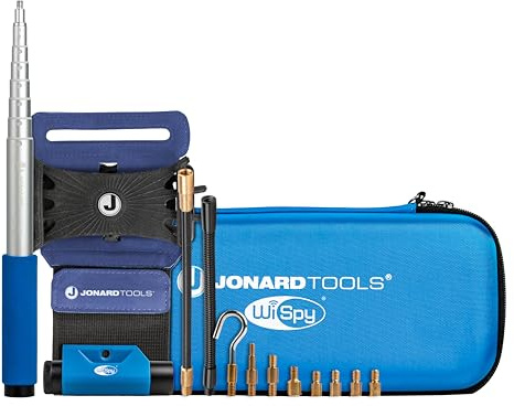 Jonard Tools WiSpy CF-200 Drahtlose Mehrzweck-Inspektionskamera — WiFi-Endoskop und Kabelzugwerkzeug mit Teleskopstange, Armband und Stangenadaptern