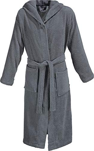 Erwin Müller Unisex Bademantel Frottier mit Kapuze, Morgenmantel, Saunamantel Heidelberg - zwei aufgesetzte Taschen und Bindegürtel Walk-Frottier
