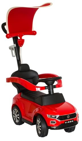 LEMODO Rutschauto mit Schiebestange ab 1 Jahr | Rutschfahrzeug mit Sicherheitsbügel | Schiebeauto mit Sonnenschutz | Staufach | Sound-Lenkrad | Von VW Lizenziertes Kinderspielzeug