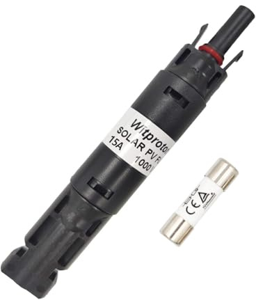 Witproton 15A Solar wasserdicht Sicherungshalter Solarsicherung IP68 Wasserdichter 1000-V-Inline-Sicherungshalter für Wechselrichter Solar System-Schutz (15A)