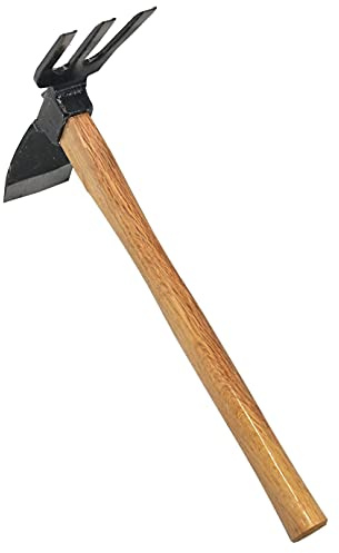 KaKUrI Japanische Hacke Kultivator Combo Handfräse 37 cm, hergestellt in Japan, robuste japanische geschmiedete Karbonstahlklinge, Rechen, Kultivieren