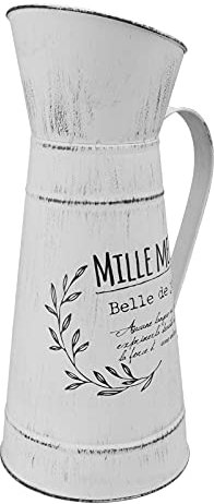Cabilock Bauernhaus Metall Vase Shabby Chic Vase Französisch Eimer mit Griff Verzinktem Land Können Vintage Rustikalen Hause Bauernhaus Küche Decor L