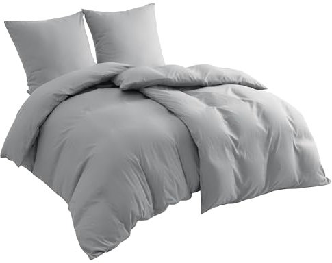 BEDSURE Bettwäsche 135x200 4teilig Grau - 2 Bettbezüge 135x200 cm + 2 Kissenbezüge 80X80 cm, ÖKO-TEX Bettwäsche-Sets Grau Polyester Mikrofaser mit Reißverschluss