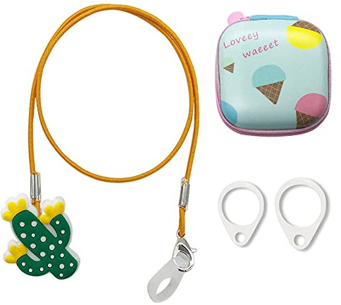 Hearing aid Clips otoclip to Prevent Loss for Children Adults, Anti-Lost Hearing aid Lanyard Protector BTE Clip Holder Rope with Silicone Loops and PU Carry case (Cactus, one Ear)