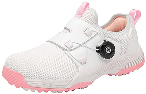 Zapatos De Golf para Mujer Zapatillas De Viaje Sin Pinchos De Verano Malla Cerrada Giratoria Transpirable Ligero,Rosado,39 EU