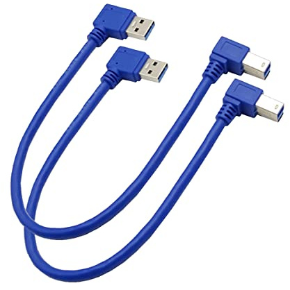 Seadream Angled USB 3.0 Printer Cable; 2Pack 1 ft / 30cm SuperSpeed USB 3.0 A Male Plug 90 Degree Right Angle to USB 3.0 B Male Right Angle Cable