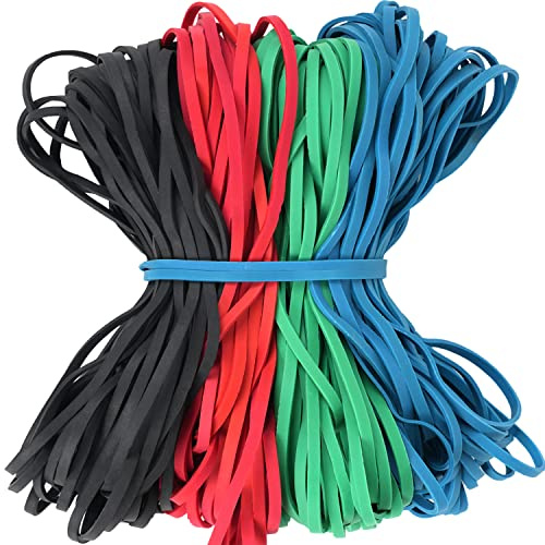 AIWOQI Rubber Bands Garbage Can Bands 140 Pack Trash Can Rubber Bands Fits 8-33 Gallon size #117 Colored Large rubber band Heavy Duty Big Elastic Bands for Office Supplies File Folders Litter Box 7x1/8 inches