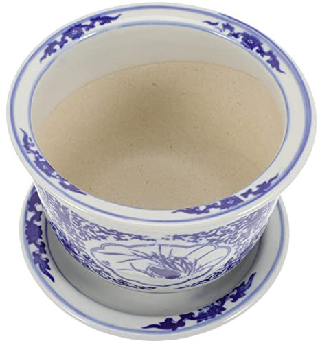 Happyyami Tischdekoration Saftiger Blumentopf Orchideentopf Porzellan Blaue Weiße Blumentöpfe Porzellan Mit Abflussloch Dekorative Blumentöpfe Mit Untersetzer Für Garten Drinnen Draußen