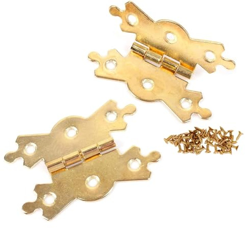 Decorative Polished Brass Butterfly Hinges 2-Inch Antique Butterfly Design Fancy Cabinet Door Hinge with Matching Screw Decorative Hinges Door Furniture Pack of 10.