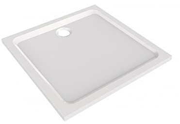 Melua Duschwanne, extra flach, quadratisch, zum Aufstellen oder Einbauen, 90 x 90 cm, Weiß Geberit