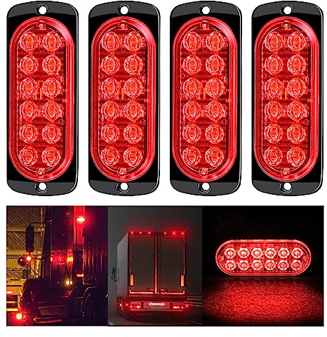 auvstar LED Notfall-Stroboskop Blinklichter, Rot, 4 Stück, 12-24V | Warnlicht Stroboskoplicht, Frontblitzer, Für PKW LKW Van Geländewagen ATV SUV