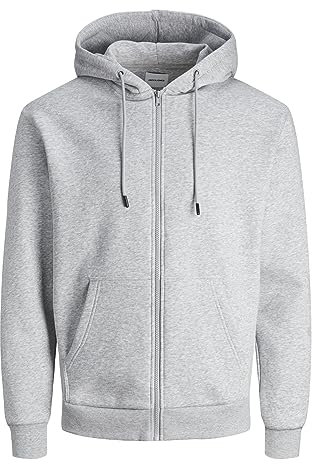 JACK & JONES Jjebradley Sweat À Capuche Zippé Noos Homme Veste Sweat-Shirt, Gris Clair Chiné, M