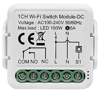MHCOZY Tuya Smart Life app Modulo relè WiFi a contatto secco, 1 canale DC 12/24V AC 100-240V, funziona con Alexa Google Home