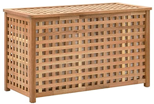 Homgoday Wäschetruhe 77,5x37,5x46,5cm Massivholz Nussbaum