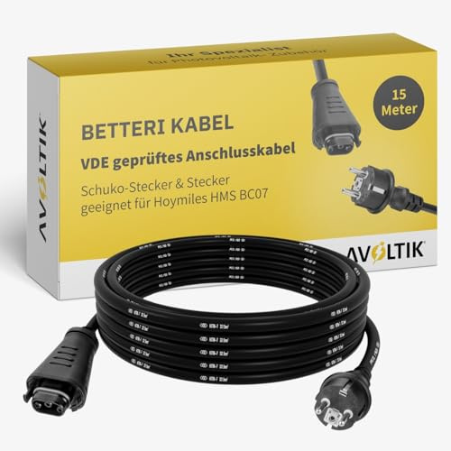 Avoltik 15 m Betteri Kabel geeignet für Hoymiles Stecker I VDE-zertifiziertes Photovoltaik Anschlusskabel für Solar Anlagen I Solarkabel mit Schuko-Stecker & Stecker geeignet für Hoymiles HMS BC05
