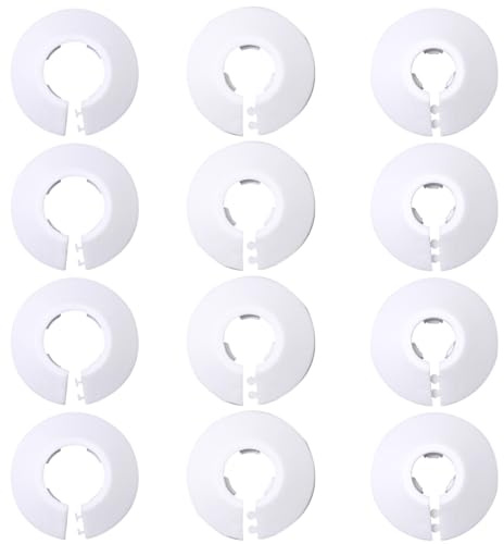 Couvercle de Tuyau de Radiateur Colliers, 12 Pièces cache tuyau plomberie, rosace radiateur, pour Tuyau de Type 12, Type 16, Type 20, rosaces pour tuyaux de chauffage, Blanc