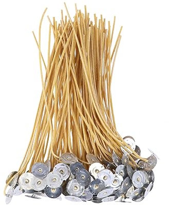 TOPBATHY Set per La Fabbricazione di Candele 100 Pezzi Stoppini per Candele Biologici in Cera D'api E Spago Stoppini per Candele con Linguetta A Basso