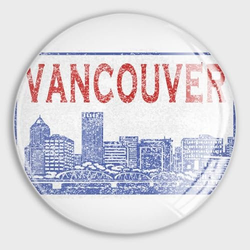 Evans1nism Kühlschrankmagnete, Glas, niedliche Magnete, Kanada, Vancouver, Skyline, Spind-Magnete, Landschaft, Skyline, Gebäude, Geschirrspüler-Magnete für Küche, Büro, Klassenzimmer, Zubehör, 2 Stück