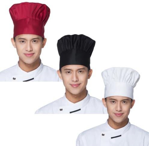 3 Pièces Réglable Toque Chef，Chapeau de Cuisine Réglable，pour Cuisine Maison Restaurant Restauration.