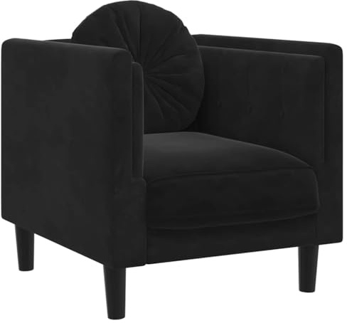 vidaXL Sessel, Polstersessel mit Kissen, Relaxsessel Sofa für Wohnzimmer, Loungesessel Fernsehsessel Polstersofa, Modern, Schwarz Samt