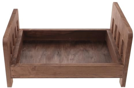 HOMSFOU Wooden Newborn Photography Prop Bed Mini Baby Photo Shoot Bed Decorative Photography Props for Newborns and Infants 16.14X11.02X8.46In