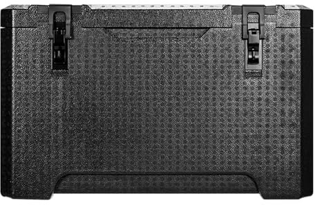 Große Eisbox,EPP,Mit Deckel und Tragegriff und Alu-Verschluss, geeignet für Camping, Picknicks, Pizza- und Brotlieferdienste, etc, 60,5 * 40,5 * 37cm (Black)