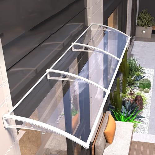 Auvent De Porte D'entrée, Auvent Extérieur, Support En Aluminium Blanc, Feuille De Polycarbonate, Auvent De Porte Insonorisé, Auvent De Porche Pour Porche, Extérieur, Toit (60x110cm/24x43in)