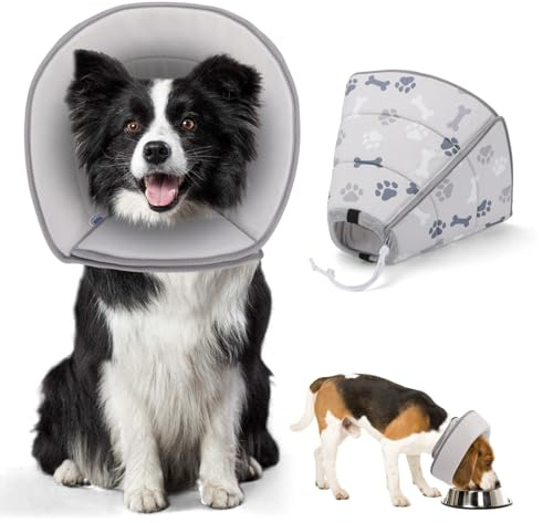 Nobleza - Faltbares Halskrause Hund Katze, Einstellbar Hundekragen, Hunde Halskrause Leckschutz für Hunde, Weich Schutzkragen Hund, Verhinderung von Verletzungen oder Wunden Leckt oder Kratzt, S