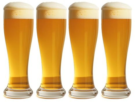 HUKNFC Pilsner Beer Glasses,19oz Bar Glassware,Glasses Drinking Set,Pint Glasses Set of 4, Classics Craft Beer Cups, Mugs and Beer Glasses for Home Kitchen Entertainment