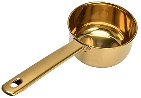 Cazzuola per acqua, manico lungo, in acciaio inox 304, mestolo, salvaspazio, color oro, per lavare cucina e bagno