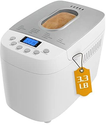 Davivy 3LB Bread Maker, 15 Preset Programs with 4 Quick Mode, 15H Delay Timer & Keep Warm, 3 Loaf Sizes & 3 Crust Shades, Gluten-free, Homemade Bread, Dough, Cake, Yogurt & Jam