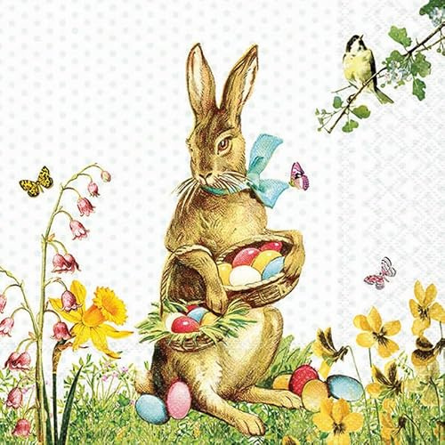 20 Servietten Ostern Nostalgischer Osterhase als Tischdeko. Papierservietten mit Motiv. Auch für Decoupage und Serviettentechnik 33x33cm