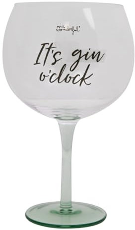 Mr. Wonderful - Bicchiere ballon - It’s gin o’clock - Bicchiere ballon con messaggio - Realizzato in vetro - Capacità: 70 cl.