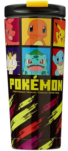 Get Trend Pokemon Taza Térmica Acero Inoxidable con Tapa Antiderrame 425ml, Vaso Térmico Niños Adultos, Bebidas Frías y Calientes, Termo Portátil (Multi Pokemon)