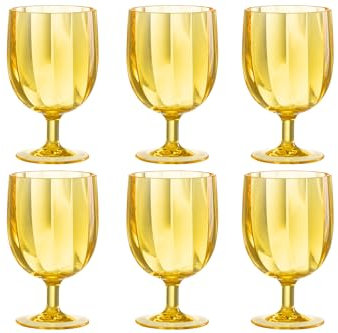 J-Line verre à vin - plastique - jaune - 6 pièces