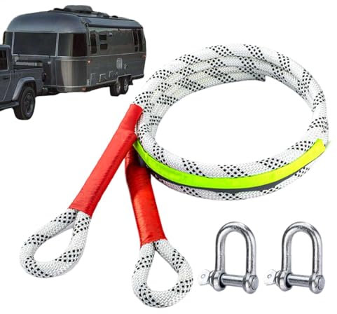 Nylon-Bergungsseil - Kinetisches Bergungs-Abschleppseil, Abschleppgurt Mit Großer Dehnung | Bergungsseile Mit 2 Stahl-Entriegelungsschnallen Für PKW, LKW