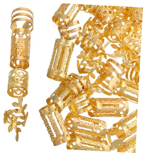 Mikinona 40 Stück Haarschmuck für Zöpfe Legierung Gold Selbstgemacht Leicht zu Verwenden für Bühne und Party für Damen und Herren