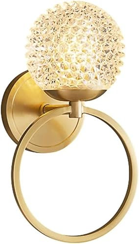 Generico Applique da parete in ottone con paralume a sfera in vetro a nido d'ape, lampada da parete decorativa con attacco G9, applique da parete moderne e semplici, plafoniera
