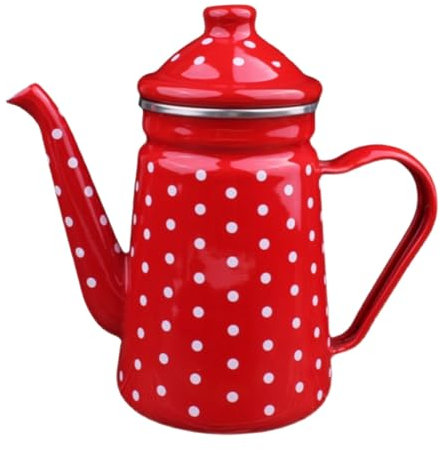 Fuhjythy Caffettiera Smaltata da 1,2 L, Caffettiera A Infusione, Teiera, Bollitore per Acqua Bollente, Bricco per Il Latte, Teiera per Servire Il tè, Caffettiera, Caffettiera