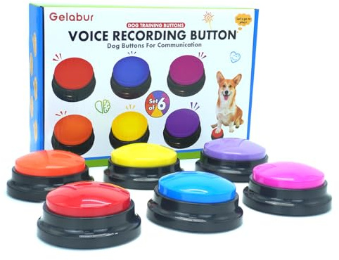 Gelabur Set von 6 Hunde-Tasten für die Kommunikation, Sprachaufzeichnbare Tasten, Hunde Training sprechen Tasten Starter Set, Haustier einfach sprechen Tasten Werkzeuge