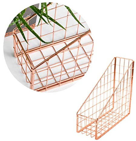 Happyyami Nordischer Schreibtisch Organizer Aus Eisen Roségold Briefhalter Und Buchablage Für Büro-Ordner Multifunktionales Desktop Dokumentenregal Für Effiziente Ablage Und Stilvolle Aufbew