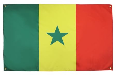 AZ FLAG Drapeau Sénégal 150x90 cm Sénégalais Polyester Léger 4 Œillets | Usage intérieur Drapeau décoratif Senegaal coutures doubles et bords renforcés avec œillets métalliques