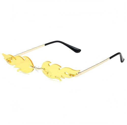 WDZAYXC Flammen-Design Sonnenbrille | Retro, Randlos, UV Schutz