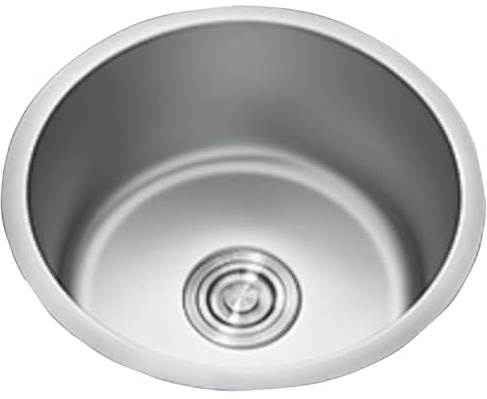 JTPMYFT 40 cm rundes Bar-Spülbecken, Einzelbecken-Arbeitsplatte, Edelstahl 304, Spülbecken mit Abfluss, geeignet for die Installation darüber, darunter oder in der Arbeitsplatte(28cm)