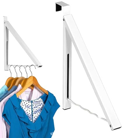 Stendibiancheria da parete, 43 x 6 cm, senza fori, design pieghevole salvaspazio, supporto portante per balcone, bagno, uso domestico, interno ed esterno