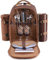 Picnic Holdall Back Pack, Extra Large Brown, 2 Person with Dining, Rug & Cutlery Set, Picnic Travel Bag with Insulated Cooler Compartment, Beach & Camping Accessories