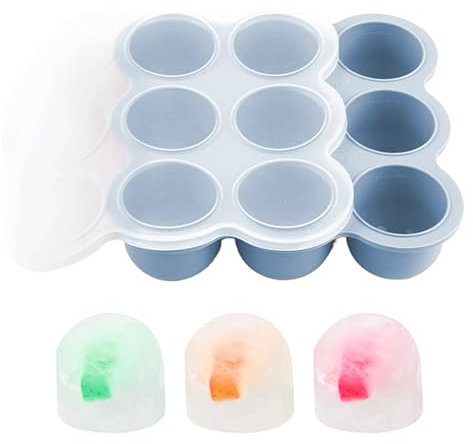Vllold Bandejas de comida para bebés para congelar – Molde de silicona de alimenticio de 9 rejillas con tapa – Contenedores para almacenamiento de helado, sopa, frutas y leche materna