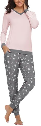 Aseniza dampyjamas-set bomull långärmad pyjamas vinter pyjamasbyxor lång tvådelad pyjamas