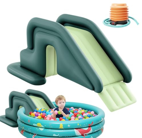 Gonflable Piscine Toboggan Aquatique, PVC Sol Piscine Toboggan, Parc Aquatique Anti-Tipping Diapositives, pour Extérieur Intérieur Arrière-Cour Jardin(Noir)