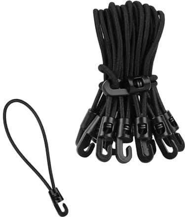HECHKJ 25 Pièces Tendeurs Elastique, Tendeurs Élastiques avec Crochets 10 cm, Noir Court Tendeurs, Tendeurs Caoutchouc avec Crochets, pour Tentes, Bannières, Posters